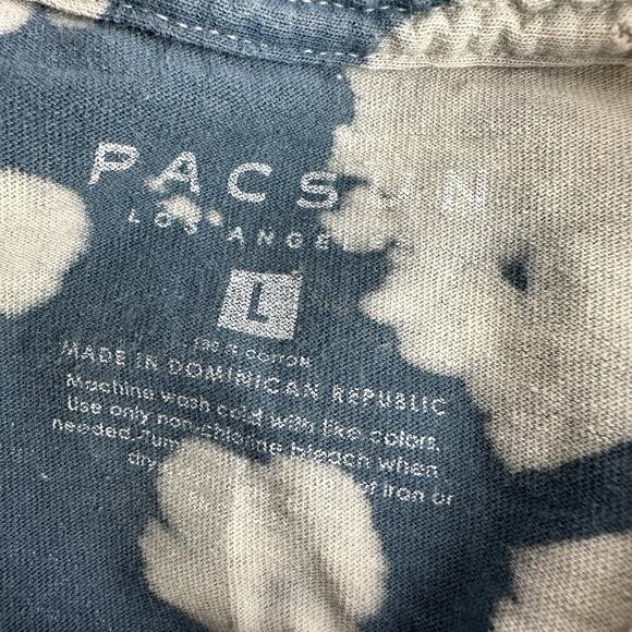 PacSun Beautiful Disaster Bleached Distressed T Shirt Blue Tie Dye Large - Picture 3 of 3